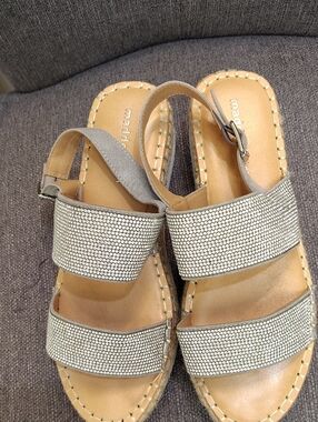 Madden Girl Silver Rhinestone Double-Strap Slingback Sandals